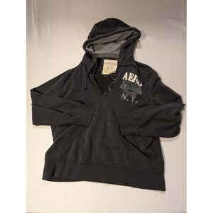 Aeropostale Y2K Mens XL Gray Half Zip Hoodie Athletic Dept NY Logo Sweatshirt